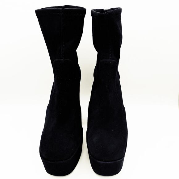 Stuart Weitzman Skyhigh 145 Platform Booties US 10 Black Stretch Suede NWOB - Picture 5 of 11
